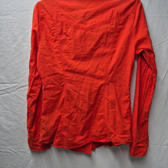 Guess Button-Down Top Long Sleeve Orange/Red size Medium - Picture 7 of 7